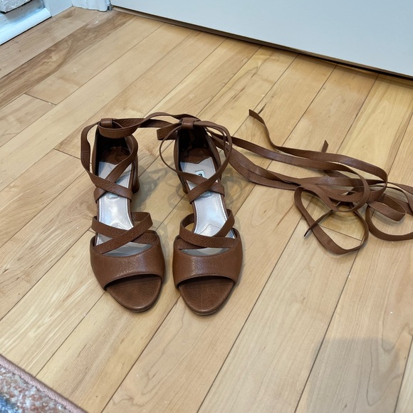 Miu Miu Tan Lace Up Sandals - Picture 6 of 7